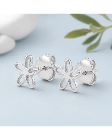 Charming Flower Stud Earrings – 925 Silver Modern Minimalist Jewelry