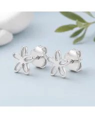 Charming Flower Stud Earrings – 925 Silver Modern Minimalist Jewelry