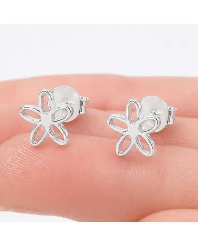 Charming Flower Stud Earrings – 925 Silver Modern Minimalist Jewelry