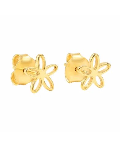 Charming Flower Stud Earrings – 925 Silver Gold Plated Modern Minimalist