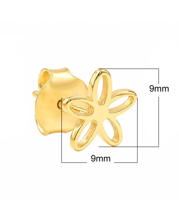 Charming Flower Stud Earrings – 925 Silver Gold Plated Modern Minimalist