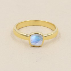 Natural Moonstone Ring, Cushion Ring, Dainty Gold Ring, Engagement Ring for Girls, Love Promise Ring, Statement Ring, Women Ring