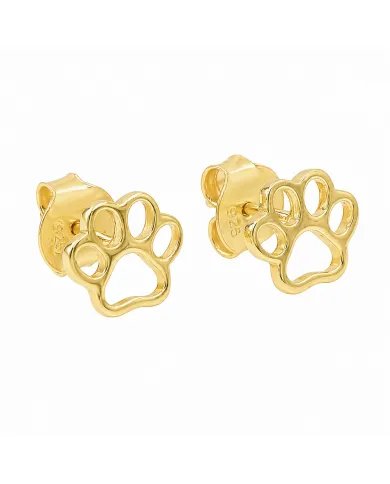 Tiny Paw Stud Earrings - 925 Silver Gold Plated Pet Memorial Jewelry
