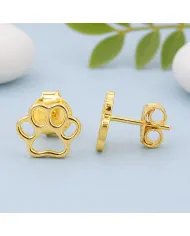 Tiny Paw Stud Earrings - 925 Silver Gold Plated Pet Memorial Jewelry