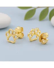Tiny Paw Stud Earrings - 925 Silver Gold Plated Pet Memorial Jewelry