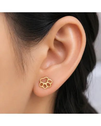 Tiny Paw Stud Earrings - 925 Silver Gold Plated Pet Memorial Jewelry