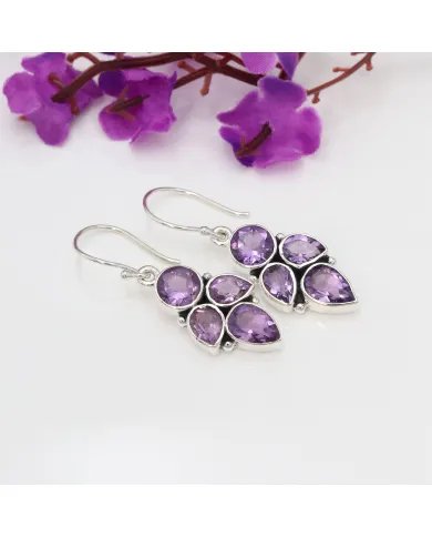 Amethyst Earrings in 925 Sterling Silver – Handmade Gemstone Jewelry