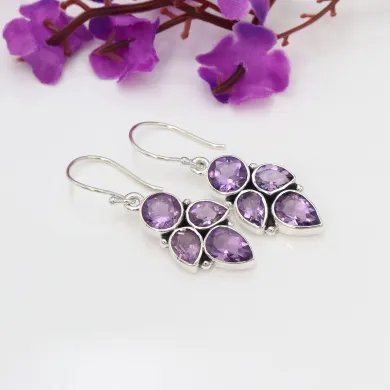 Amethyst Earrings in 925 Sterling Silver – Handmade Gemstone Jewelry
