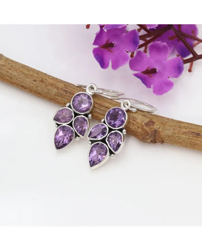 Amethyst Earrings in 925 Sterling Silver – Handmade Gemstone Jewelry