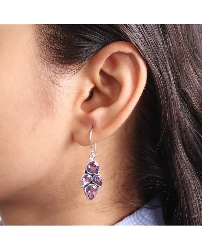 Amethyst Earrings in 925 Sterling Silver – Handmade Gemstone Jewelry