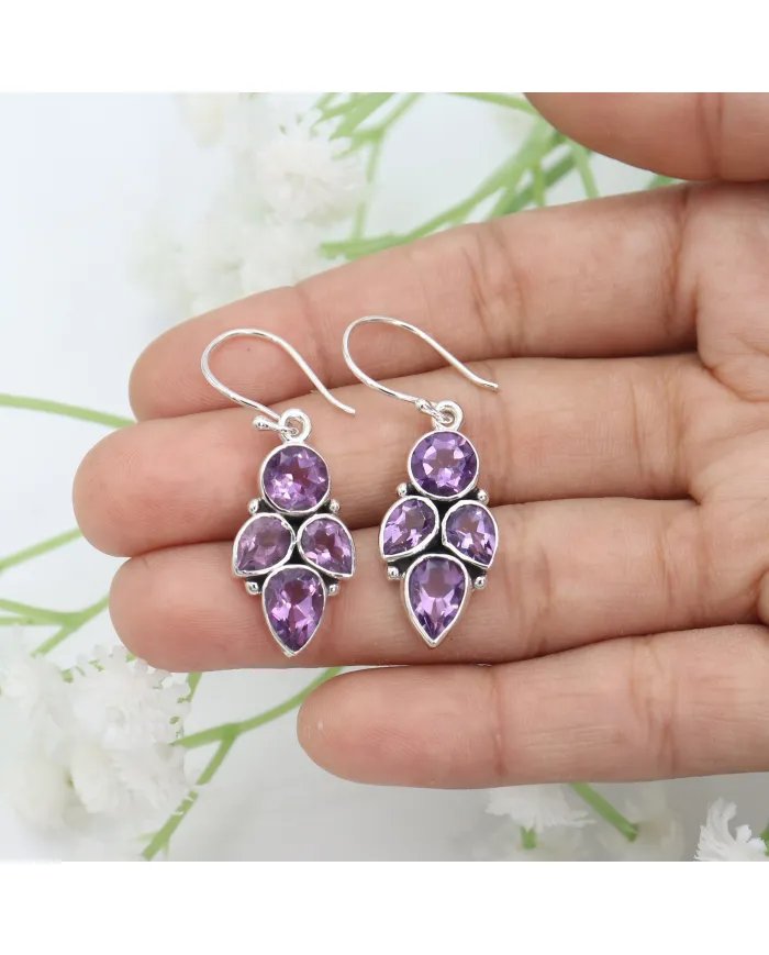 Amethyst Earrings in 925 Sterling Silver – Handmade Gemstone Jewelry