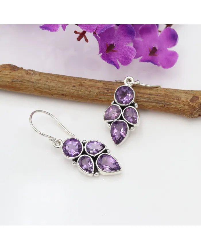 Amethyst Earrings in 925 Sterling Silver – Handmade Gemstone Jewelry