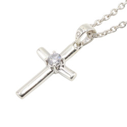 Cross Necklace, Sterling Silver Pendant, Zirconia Pendant, Unisex Pendant, Religious Pendant, Pendant with Chain, Christmas Gift