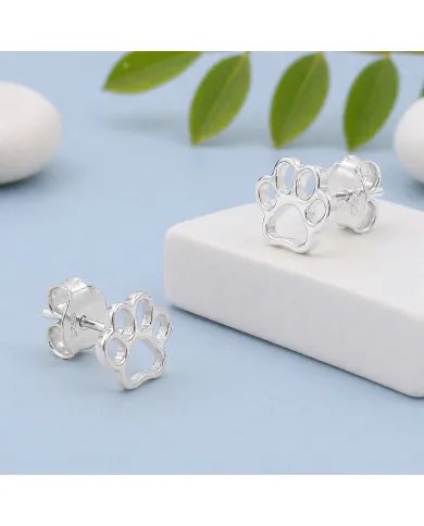 Tiny Paw Stud Earrings in 925 Sterling Silver - Pet Memorial Jewelry
