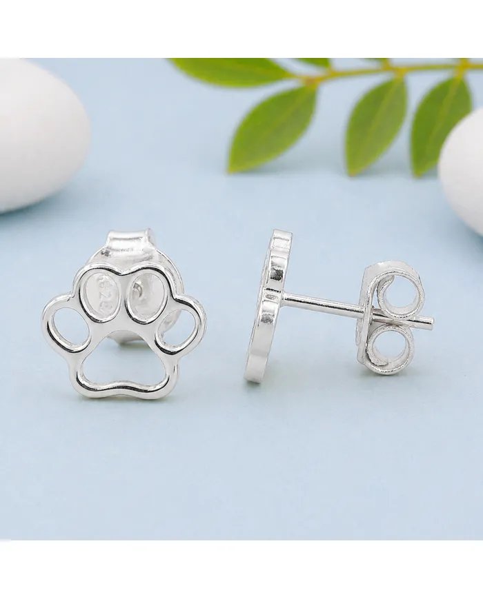 Tiny Paw Stud Earrings in 925 Sterling Silver - Pet Memorial Jewelry