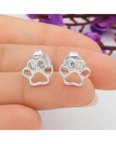 Tiny Paw Stud Earrings in 925 Sterling Silver - Pet Memorial Jewelry