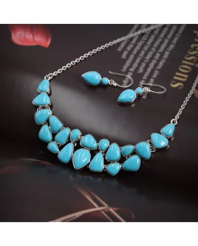 Arizona Turquoise Necklace Set with Earrings in 925 Sterling Silver