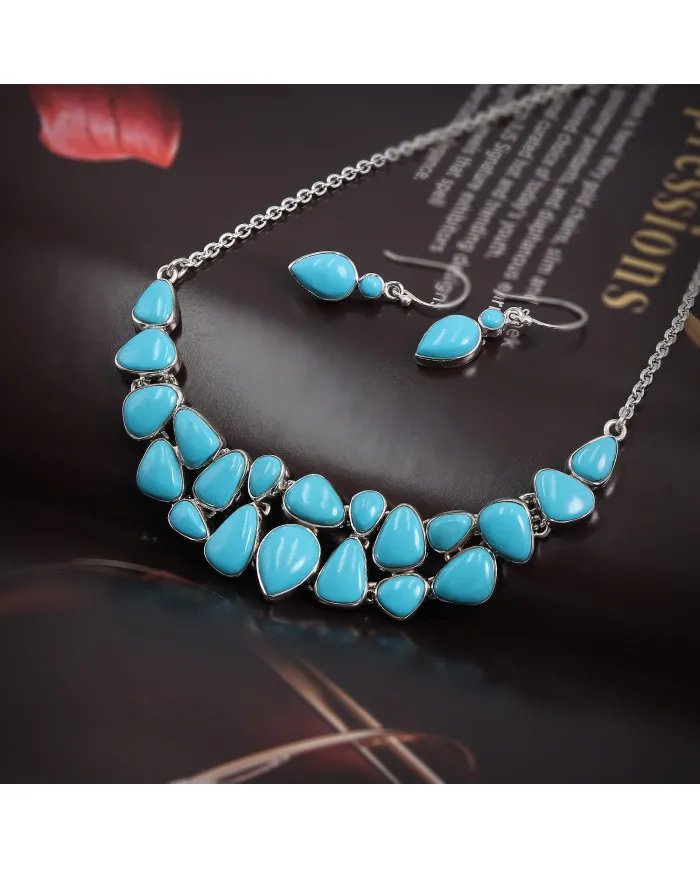 Arizona Turquoise Necklace Set with Earrings in 925 Sterling Silver