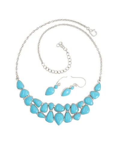 Arizona Turquoise Necklace Set with Earrings in 925 Sterling Silver