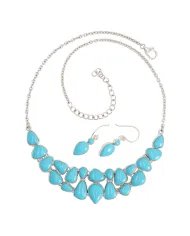 Arizona Turquoise Necklace Set with Earrings in 925 Sterling Silver