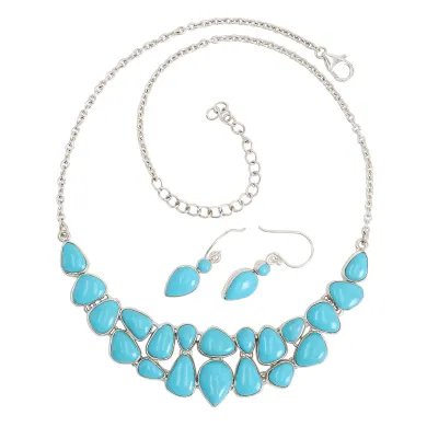 Arizona Turquoise Necklace Set with Earrings in 925 Sterling Silver