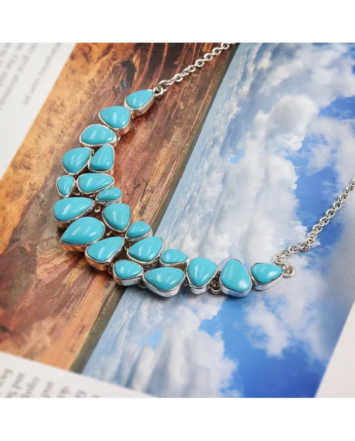 Arizona Turquoise Necklace Set with Earrings in 925 Sterling Silver