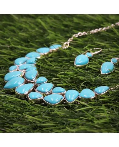 Arizona Turquoise Necklace Set with Earrings in 925 Sterling Silver