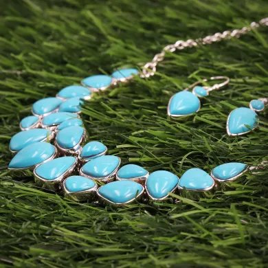 Arizona Turquoise Necklace Set with Earrings in 925 Sterling Silver