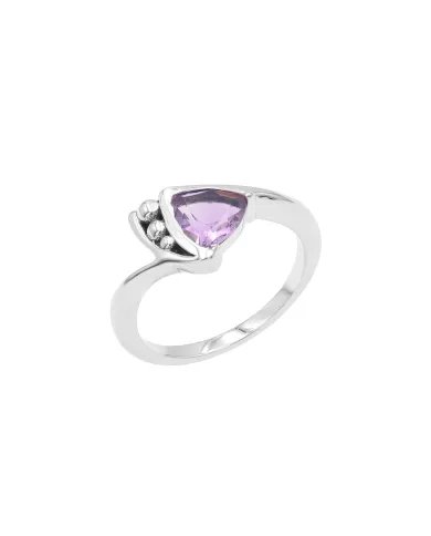 925 Sterling Silver Amethyst Trillion Cut Ring – Handmade Elegant Jewelry