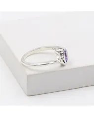 925 Sterling Silver Amethyst Trillion Cut Ring – Handmade Elegant Jewelry