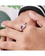 925 Sterling Silver Amethyst Trillion Cut Ring – Handmade Elegant Jewelry