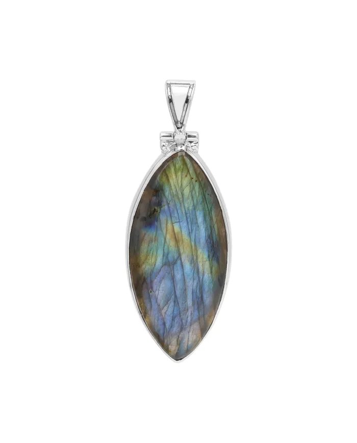 Labradorite Pendant 925 Sterling Silver – Marquise Shape Gemstone Jewelry