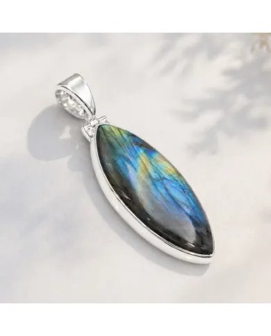 Labradorite Pendant 925 Sterling Silver – Marquise Shape Gemstone Jewelry