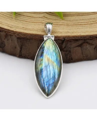Labradorite Pendant 925 Sterling Silver – Marquise Shape Gemstone Jewelry