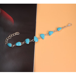 Turquoise Bracelet, 925 Silver Bracelet, Handmade Bracelets, Link Chain Bracelet, Sleeping Beauty Turquoise Bracelet For Women