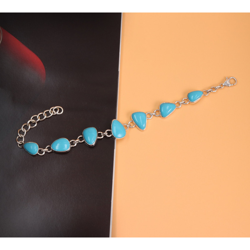 Handmade solid 925 sterling popular silver turquoise bracelet