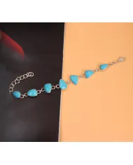 925 Sterling Silver Arizona Turquoise Link Bracelet for Women