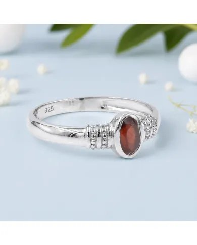 Garnet Ring 925 Sterling Silver - Oval Cut Handmade Birthstone Gift