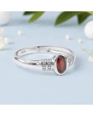 Garnet Ring 925 Sterling Silver - Oval Cut Handmade Birthstone Gift