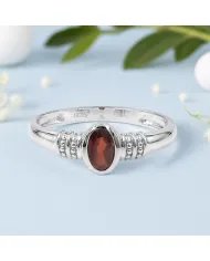 Garnet Ring 925 Sterling Silver - Oval Cut Handmade Birthstone Gift