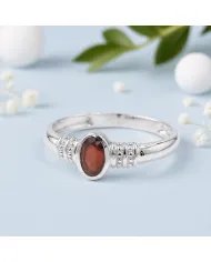 Garnet Ring 925 Sterling Silver - Oval Cut Handmade Birthstone Gift