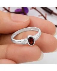 Garnet Ring 925 Sterling Silver - Oval Cut Handmade Birthstone Gift