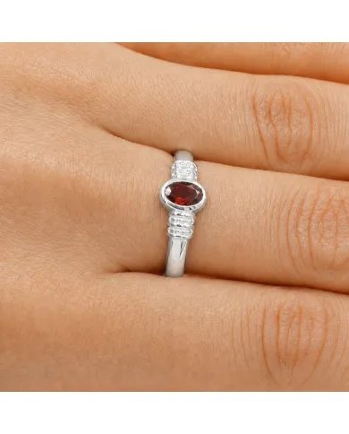 Garnet Ring 925 Sterling Silver - Oval Cut Handmade Birthstone Gift