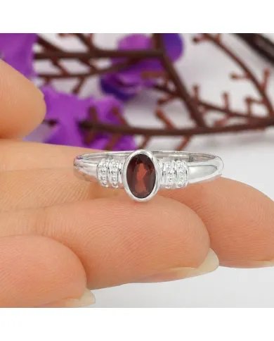 Garnet Ring 925 Sterling Silver - Oval Cut Handmade Birthstone Gift