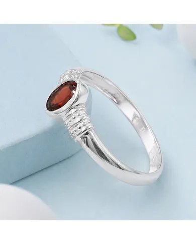 Garnet Ring 925 Sterling Silver - Oval Cut Handmade Birthstone Gift