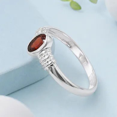 Garnet Ring 925 Sterling Silver - Oval Cut Handmade Birthstone Gift
