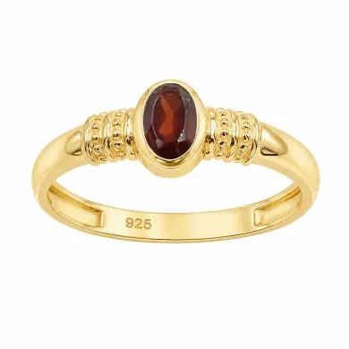 Garnet Ring - Gold Plated 925 Sterling Silver Oval Cut Handmade Jewelry