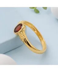 Garnet Ring - Gold Plated 925 Sterling Silver Oval Cut Handmade Jewelry