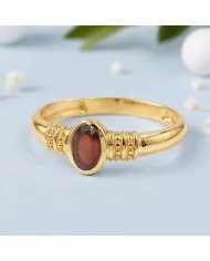 Garnet Ring - Gold Plated 925 Sterling Silver Oval Cut Handmade Jewelry