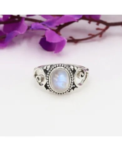Moonstone Ring 925 Sterling Silver - Handmade Boho Vintage Style